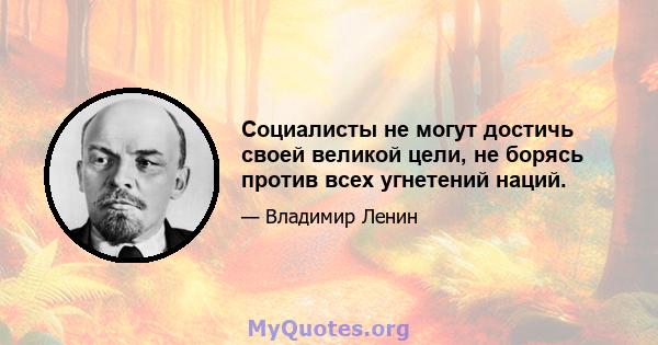 Социалисты не могут достичь своей великой цели, не борясь против всех угнетений наций.