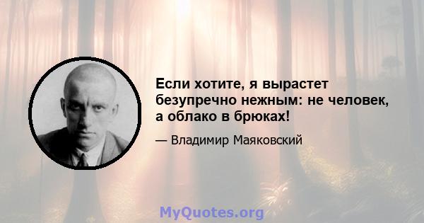 Если хотите, я вырастет безупречно нежным: не человек, а облако в брюках!