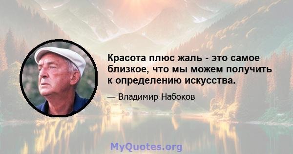 Красота плюс жаль - это самое близкое, что мы можем получить к определению искусства.