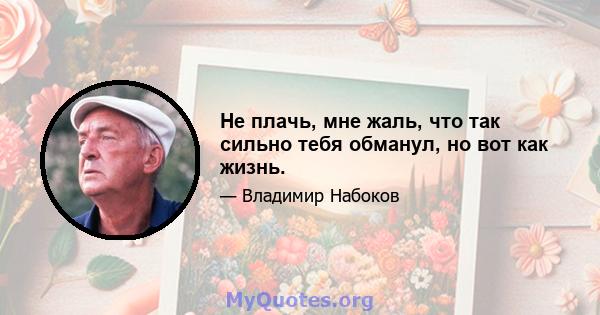 Не плачь, мне жаль, что так сильно тебя обманул, но вот как жизнь.