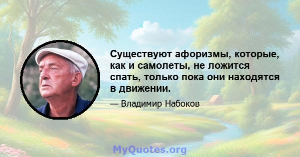 Существуют афоризмы, которые, как и самолеты, не ложится спать, только пока они находятся в движении.