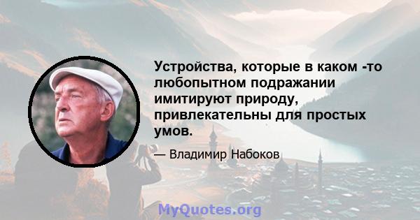 Устройства, которые в каком -то любопытном подражании имитируют природу, привлекательны для простых умов.