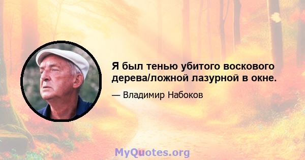 Я был тенью убитого воскового дерева/ложной лазурной в окне.