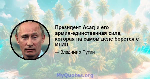 Президент Асад и его армия-единственная сила, которая на самом деле борется с ИГИЛ.