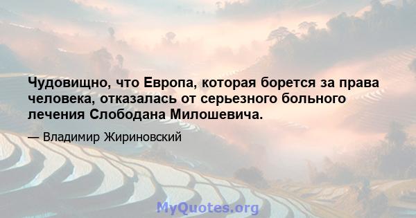 Чудовищно, что Европа, которая борется за права человека, отказалась от серьезного больного лечения Слободана Милошевича.