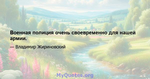 Военная полиция очень своевременно для нашей армии.