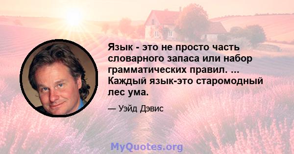 Язык - это не просто часть словарного запаса или набор грамматических правил. ... Каждый язык-это старомодный лес ума.