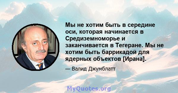 Мы не хотим быть в середине оси, которая начинается в Средиземноморье и заканчивается в Тегеране. Мы не хотим быть баррикадой для ядерных объектов [Ирана].