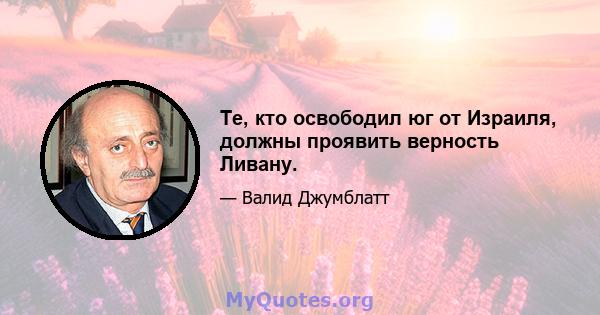 Те, кто освободил юг от Израиля, должны проявить верность Ливану.