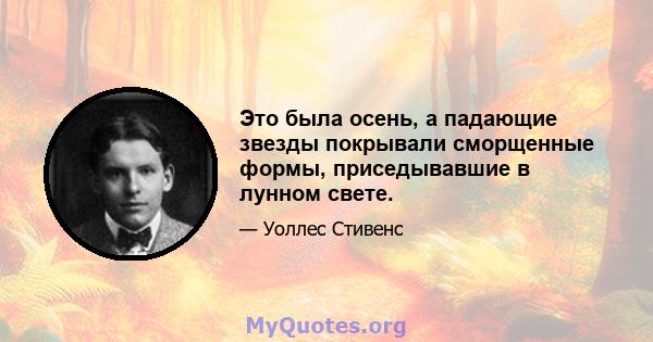 Это была осень, а падающие звезды покрывали сморщенные формы, приседывавшие в лунном свете.