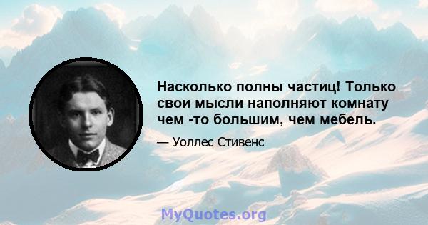 Насколько полны частиц! Только свои мысли наполняют комнату чем -то большим, чем мебель.