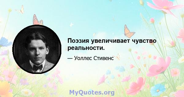 Поэзия увеличивает чувство реальности.