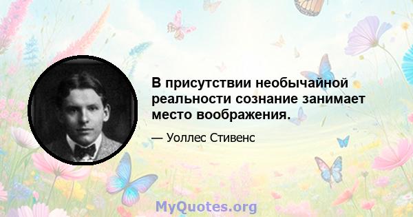 В присутствии необычайной реальности сознание занимает место воображения.