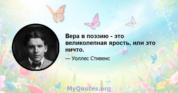 Вера в поэзию - это великолепная ярость, или это ничто.