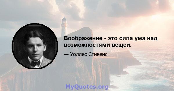 Воображение - это сила ума над возможностями вещей.