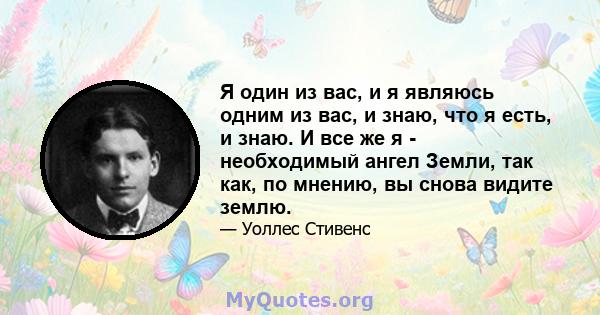 Я один из вас, и я являюсь одним из вас, и знаю, что я есть, и знаю. И все же я - необходимый ангел Земли, так как, по мнению, вы снова видите землю.