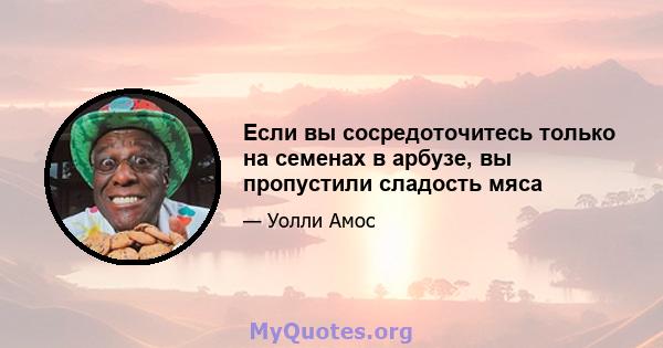 Если вы сосредоточитесь только на семенах в арбузе, вы пропустили сладость мяса