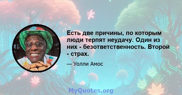 Есть две причины, по которым люди терпят неудачу. Один из них - безответственность. Второй - страх.