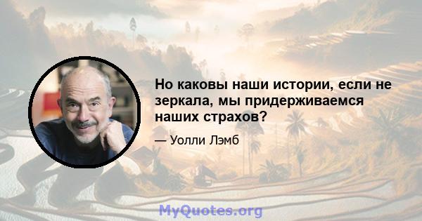 Но каковы наши истории, если не зеркала, мы придерживаемся наших страхов?