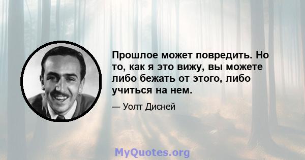 Прошлое может повредить. Но то, как я это вижу, вы можете либо бежать от этого, либо учиться на нем.