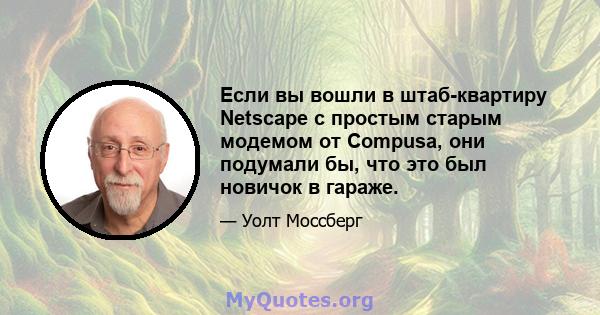 Если вы вошли в штаб-квартиру Netscape с простым старым модемом от Compusa, они подумали бы, что это был новичок в гараже.