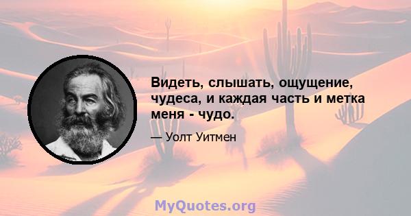 Видеть, слышать, ощущение, чудеса, и каждая часть и метка меня - чудо.