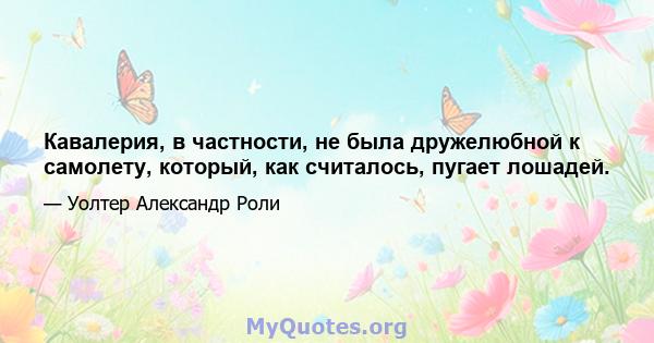 Кавалерия, в частности, не была дружелюбной к самолету, который, как считалось, пугает лошадей.