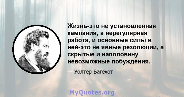 Жизнь-это не установленная кампания, а нерегулярная работа, и основные силы в ней-это не явные резолюции, а скрытые и наполовину невозможные побуждения.