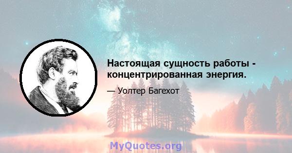 Настоящая сущность работы - концентрированная энергия.