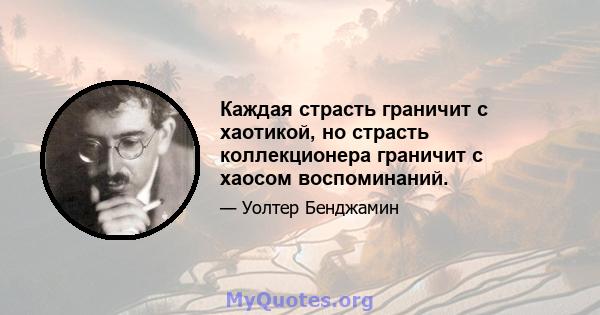 Каждая страсть граничит с хаотикой, но страсть коллекционера граничит с хаосом воспоминаний.