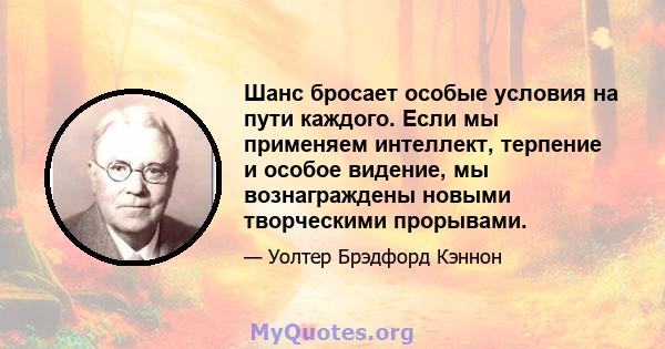 Шанс бросает особые условия на пути каждого. Если мы применяем интеллект, терпение и особое видение, мы вознаграждены новыми творческими прорывами.