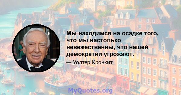 Мы находимся на осадке того, что мы настолько невежественны, что нашей демократии угрожают.