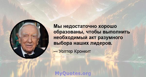 Мы недостаточно хорошо образованы, чтобы выполнить необходимый акт разумного выбора наших лидеров.