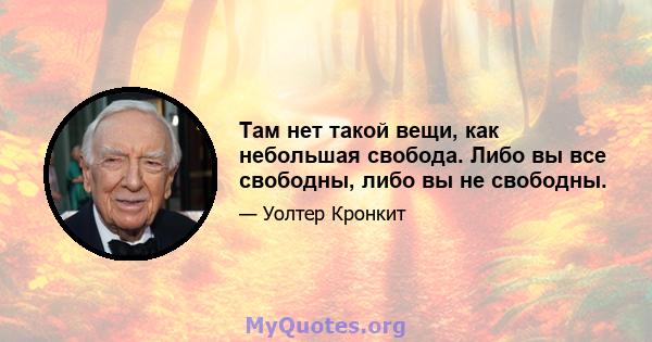 Там нет такой вещи, как небольшая свобода. Либо вы все свободны, либо вы не свободны.