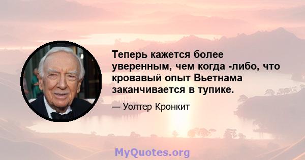 Теперь кажется более уверенным, чем когда -либо, что кровавый опыт Вьетнама заканчивается в тупике.