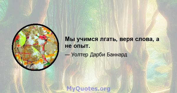 Мы учимся лгать, веря слова, а не опыт.