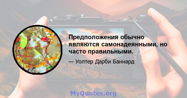 Предположения обычно являются самонадеянными, но часто правильными.