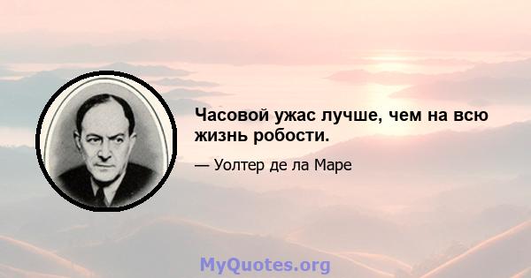 Часовой ужас лучше, чем на всю жизнь робости.