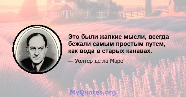 Это были жалкие мысли, всегда бежали самым простым путем, как вода в старых канавах.