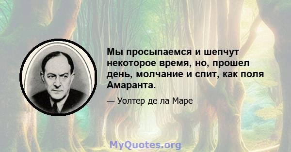 Мы просыпаемся и шепчут некоторое время, но, прошел день, молчание и спит, как поля Амаранта.