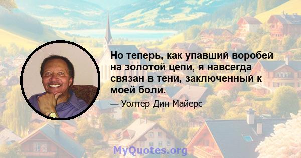 Но теперь, как упавший воробей на золотой цепи, я навсегда связан в тени, заключенный к моей боли.