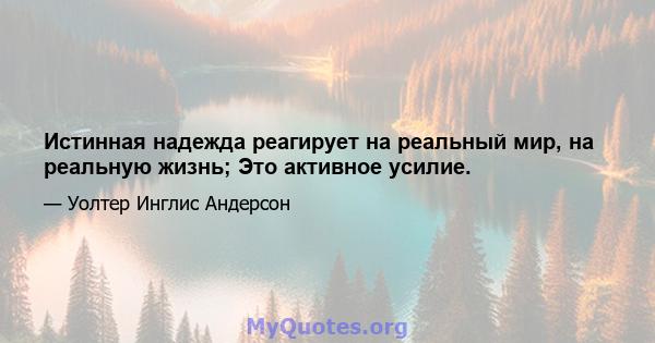 Истинная надежда реагирует на реальный мир, на реальную жизнь; Это активное усилие.