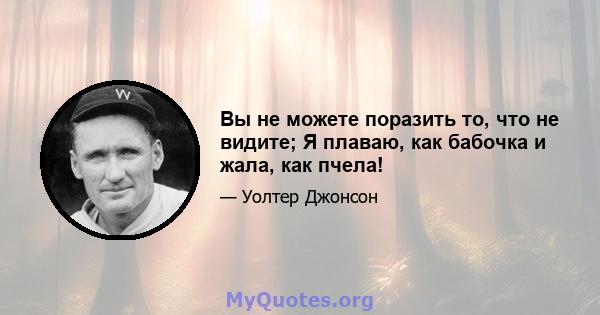 Вы не можете поразить то, что не видите; Я плаваю, как бабочка и жала, как пчела!