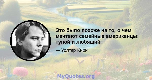 Это было похоже на то, о чем мечтают семейные американцы: тупой и любящий.