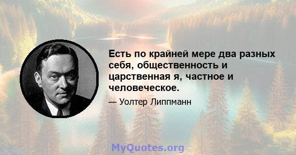 Есть по крайней мере два разных себя, общественность и царственная я, частное и человеческое.