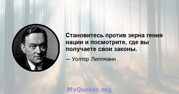 Становитесь против зерна гения нации и посмотрите, где вы получаете свои законы.