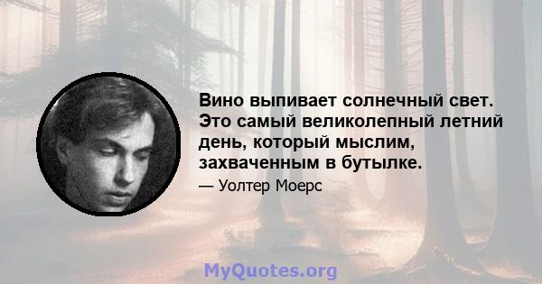 Вино выпивает солнечный свет. Это самый великолепный летний день, который мыслим, захваченным в бутылке.