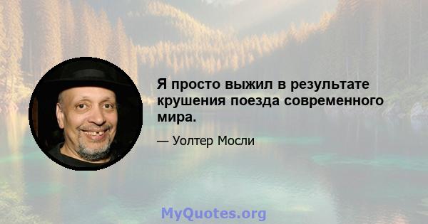 Я просто выжил в результате крушения поезда современного мира.