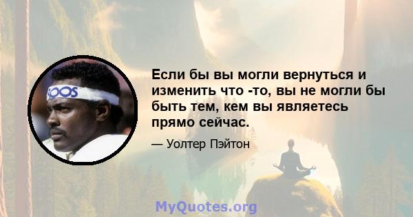 Если бы вы могли вернуться и изменить что -то, вы не могли бы быть тем, кем вы являетесь прямо сейчас.