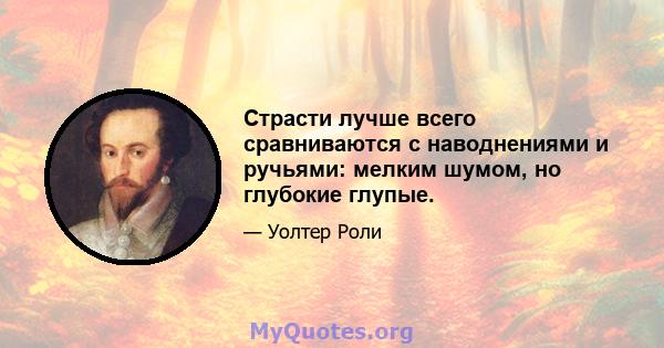 Страсти лучше всего сравниваются с наводнениями и ручьями: мелким шумом, но глубокие глупые.